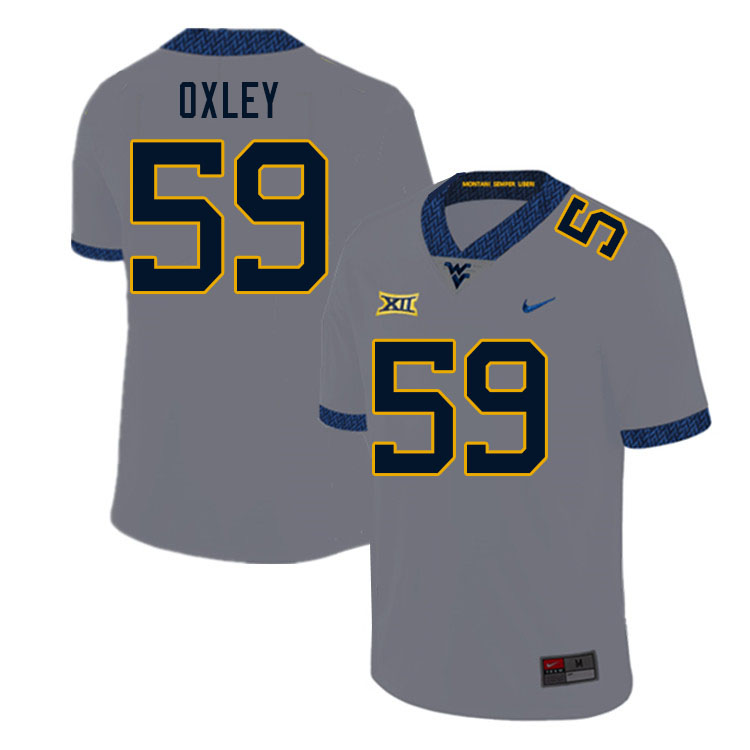 Men #59 Jackson Oxley West Virginia Mountaineers College Football Jerseys Sale-Gray